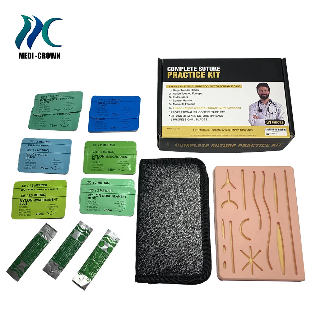 Подушечка для кожи, инструмент, медицинский набор для тренировки швов, модель кожи, антидермальный силикон с чехлом