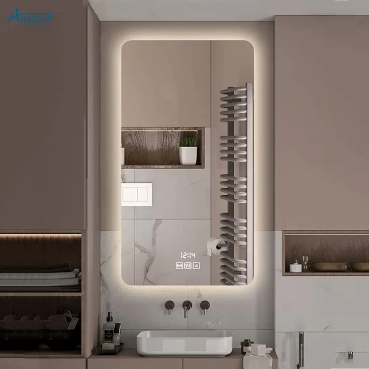 Modern bath smart mirror toilet wall dimming defogger rectangle bathroom mirror with led manufacture