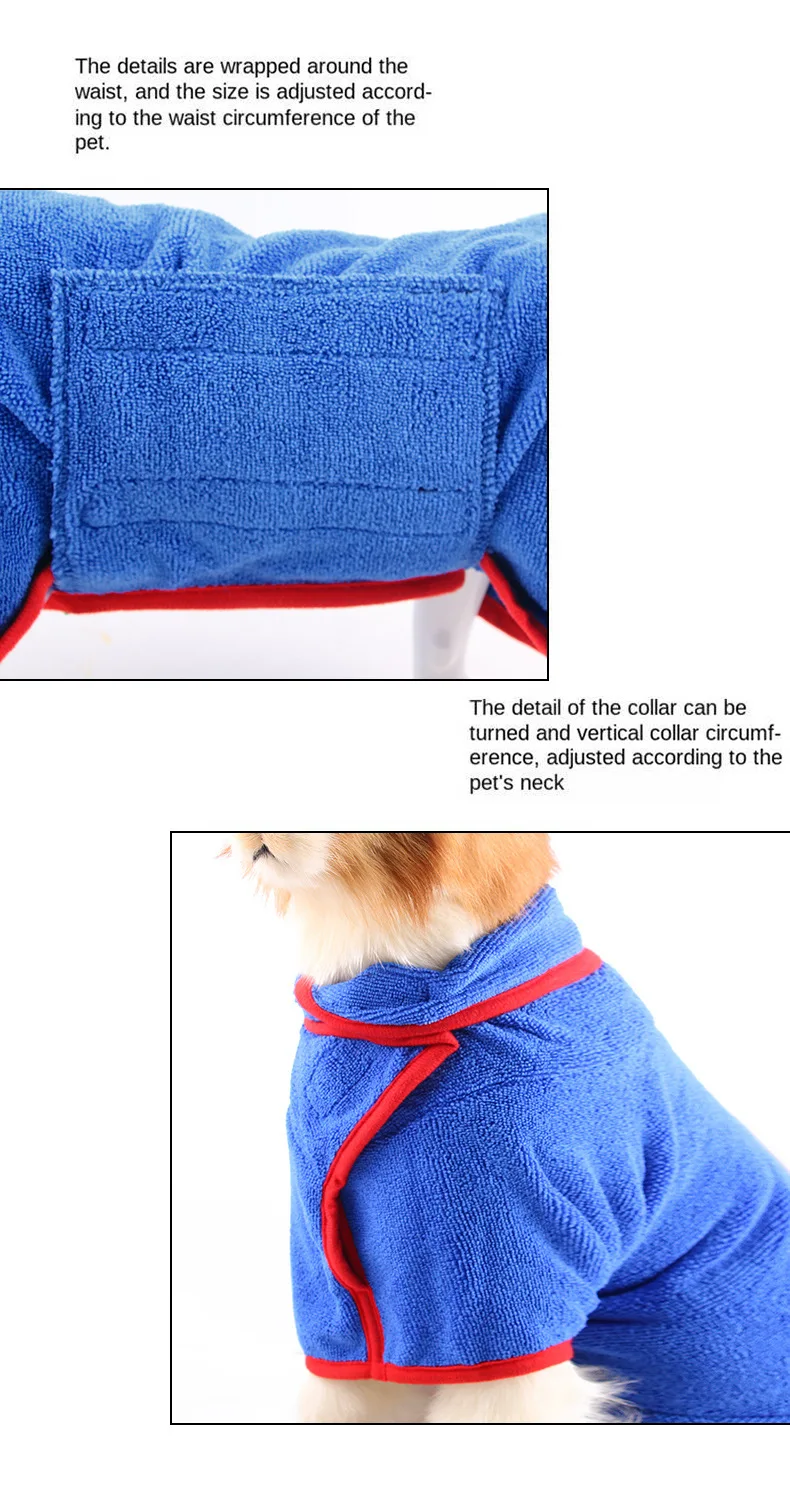 Dog Drying Coat Bathrobe Towel Dry Fast Dog Bag Microfibre Pet Dog Cat