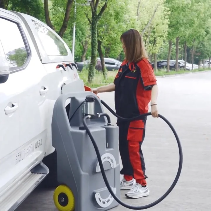 100l Portable Diesel Tank with 12v Electric Pump Plastic Diesel Tank on Wheels for Mobile Refueling