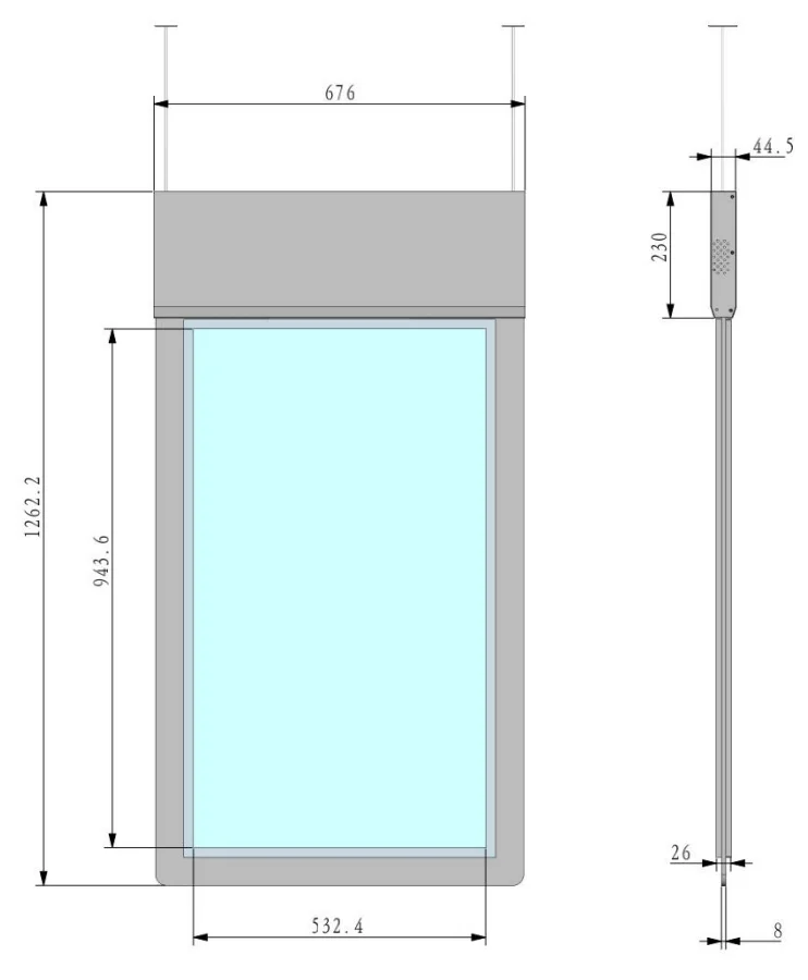 43 "Hanging Lcd Monitor Double Side Window Display Vertical Ceiling Mounted Double Sides Digital Signage Lcd Shop Retail Window manufacture