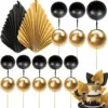 20 pcs black gold foam ball paper fan set