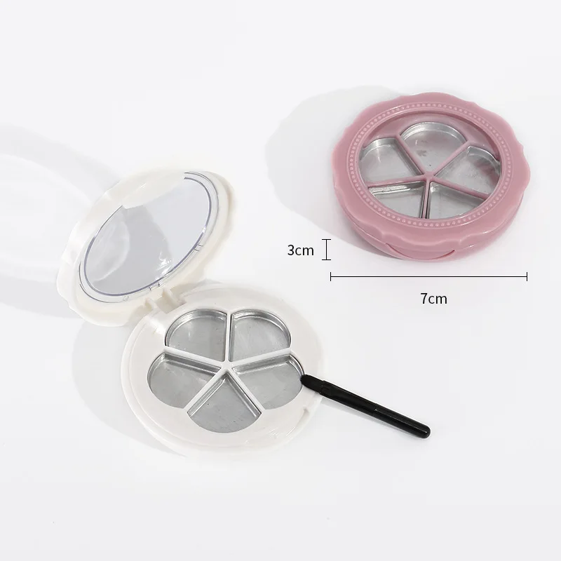 Flower Shape 5 Components Double Layer with Brush and Aluminum Palette Lipstick case with Mirror Eyeshadow Compact Palette