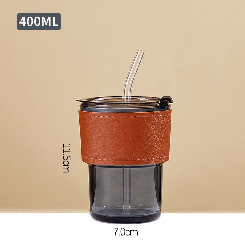 Buy Wholesale China Hot Sales Elegant 450ml Creative Glass Coffee Cups  Portable Leather Sleeve Slub Glass Cup With Lid And Straw & Glass Water  Bottle at USD 0.78