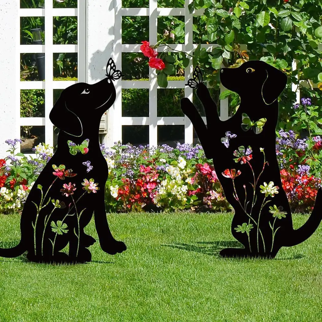 BESPORTBLE Garten-Deko – Schwarze Katzen-Statue Aus Eisen, Ca. 27 X 29 Cm, Mit Erdspieß (für Garten, Hof & Rasen)
