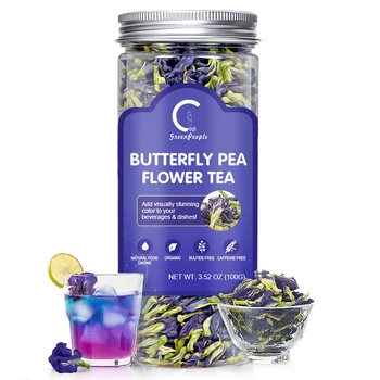 Factory Custom Private Label 100g Herbal Flavored Tea Organic Butterfly Pea Flower Tea