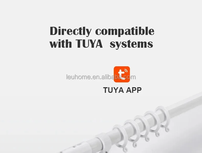 Customized Size Smart Control Motorized Single And Double Curtain Tracks Rods For Grommet Top