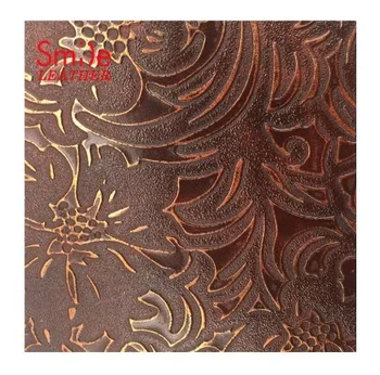 Fabric for Handbags Antique Vintage Vinyl Embossed Flower New PVC Leather Sofa CAR Seat Cover Double Brush Backing 0.6-1.2mm V-1
