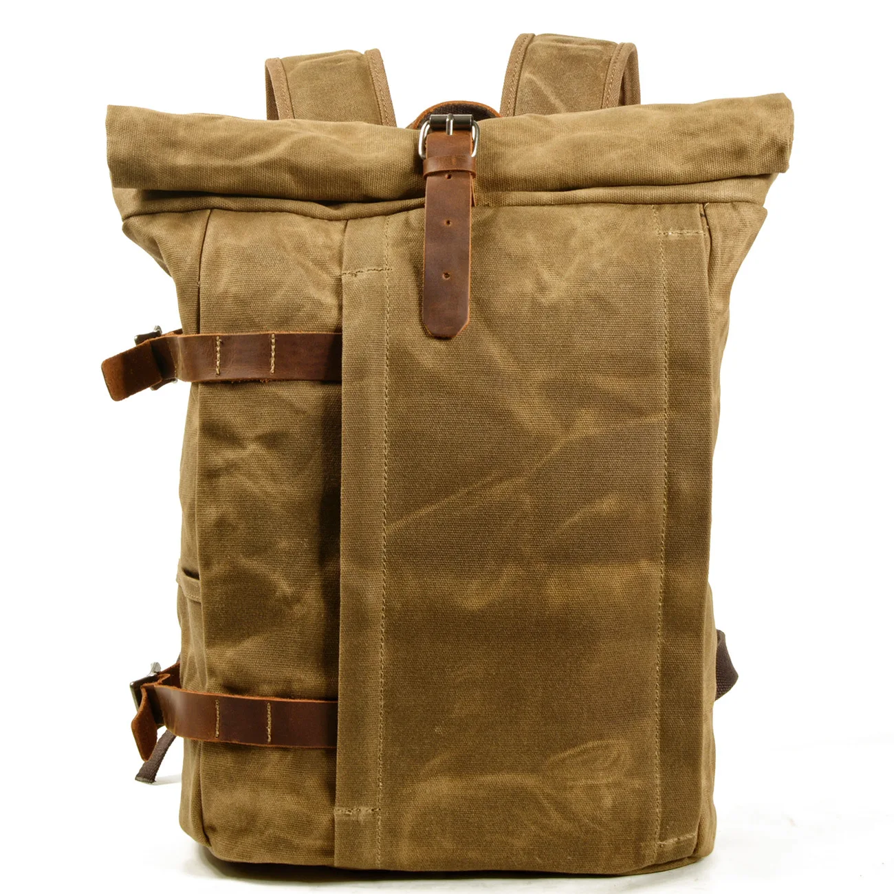 wear-resistant waxed canvas hiking backpack waterproof men's travel backpack anti-theft