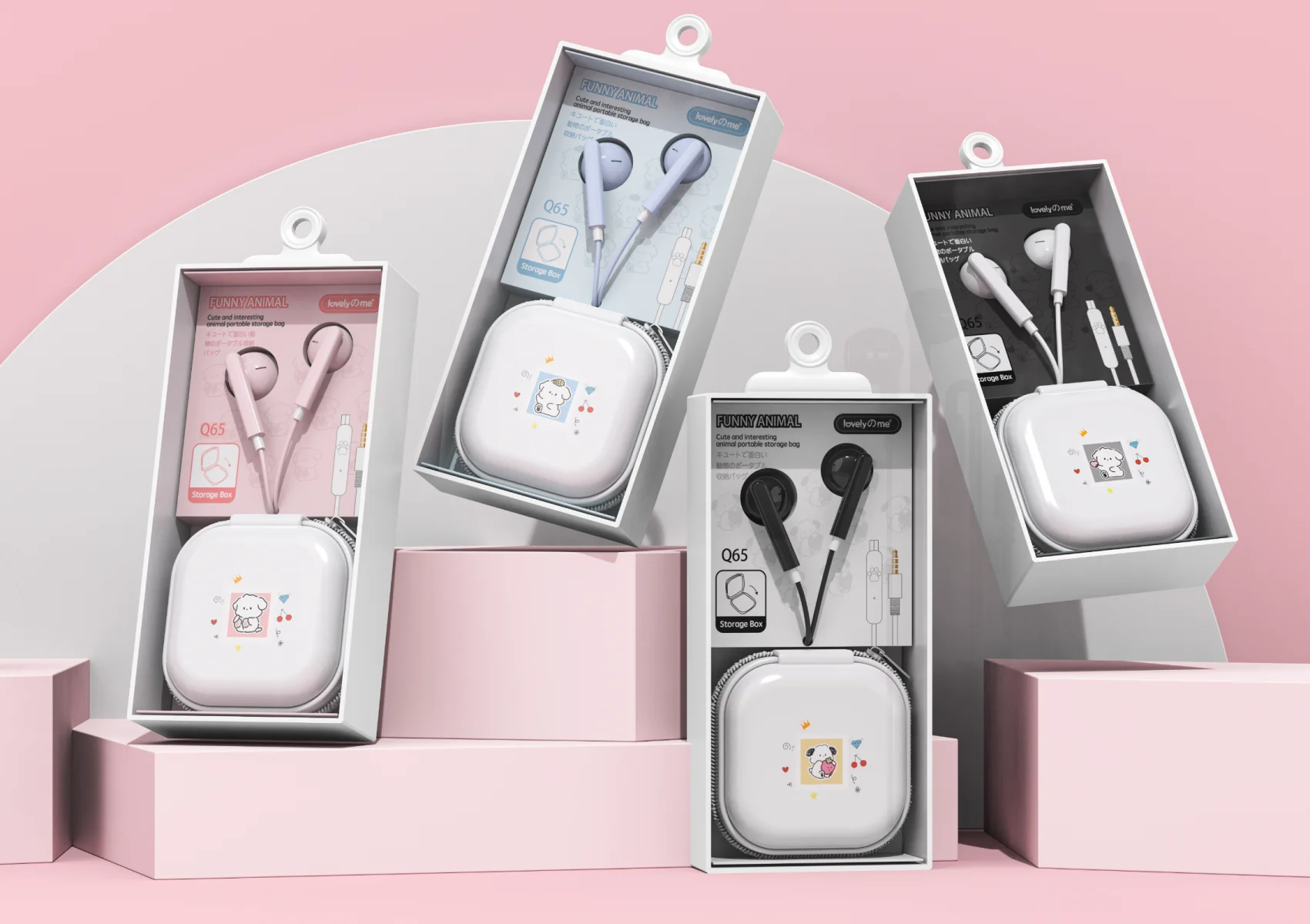 Cute Cartoon Kids Wired Digital Type C Earphone Earbuds Cute With Type