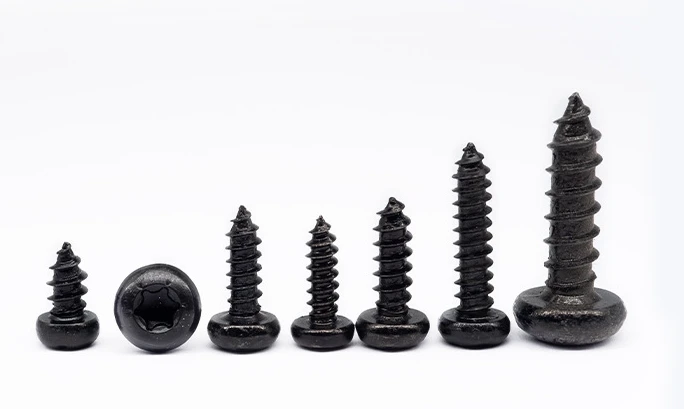 Direct deal carbon steel Cross flat head self tapping screw Black ISO 4mm Black Screws for Wood Box factory