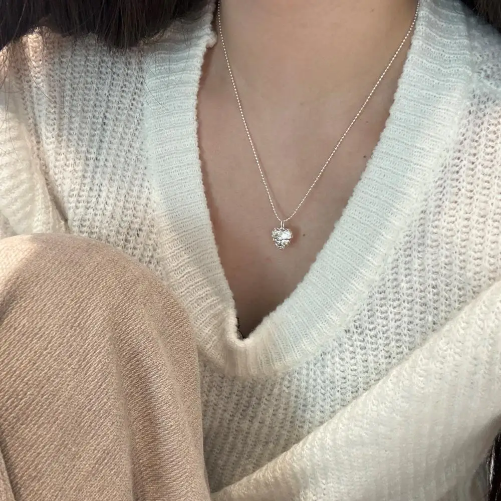 KAKODIY 925 Sterling Silver Zirconia Red Heart Gemstone Pendant Necklace (For Women) detail 3
