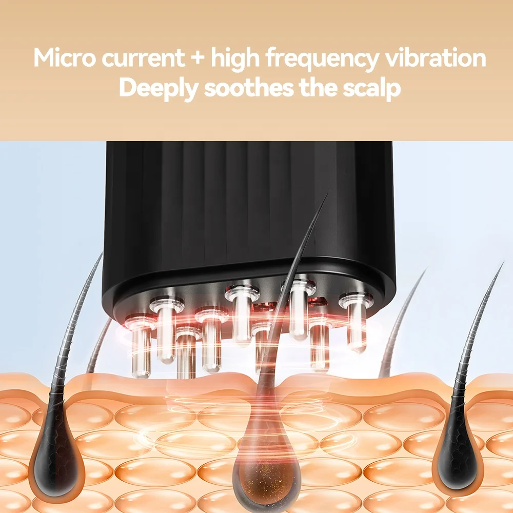 Kimairay Electric Scalp Stimulator Hair Oil Applicator Comb with Plastic Handle and Stainless Steel Teeth for Hair Growth