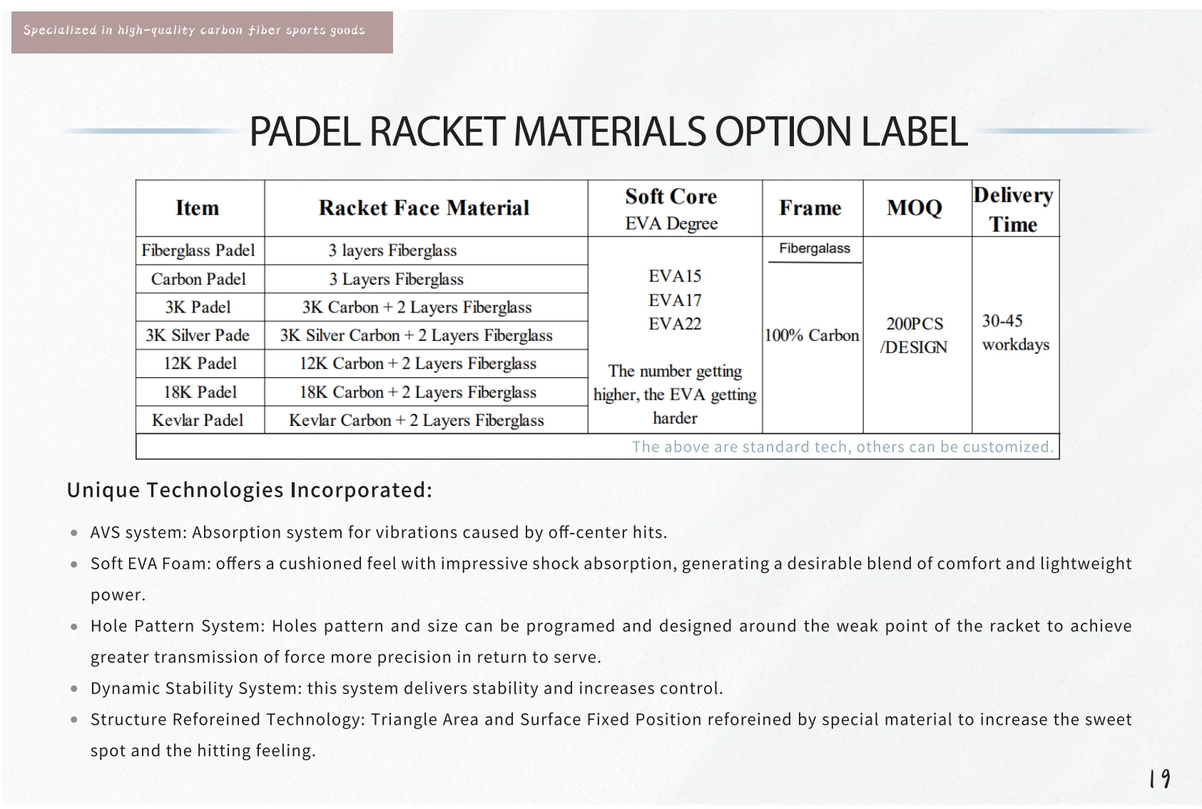 Padel Rackets Customized 18k Racket Padel