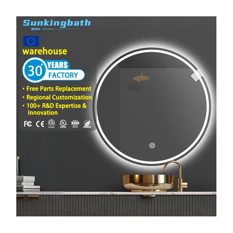 Anti-Fog Wall-Mounted Led Smart Mirror Bathroom Illuminated Modern Mirror Design Customizable Led Bath Mirror for Hotel