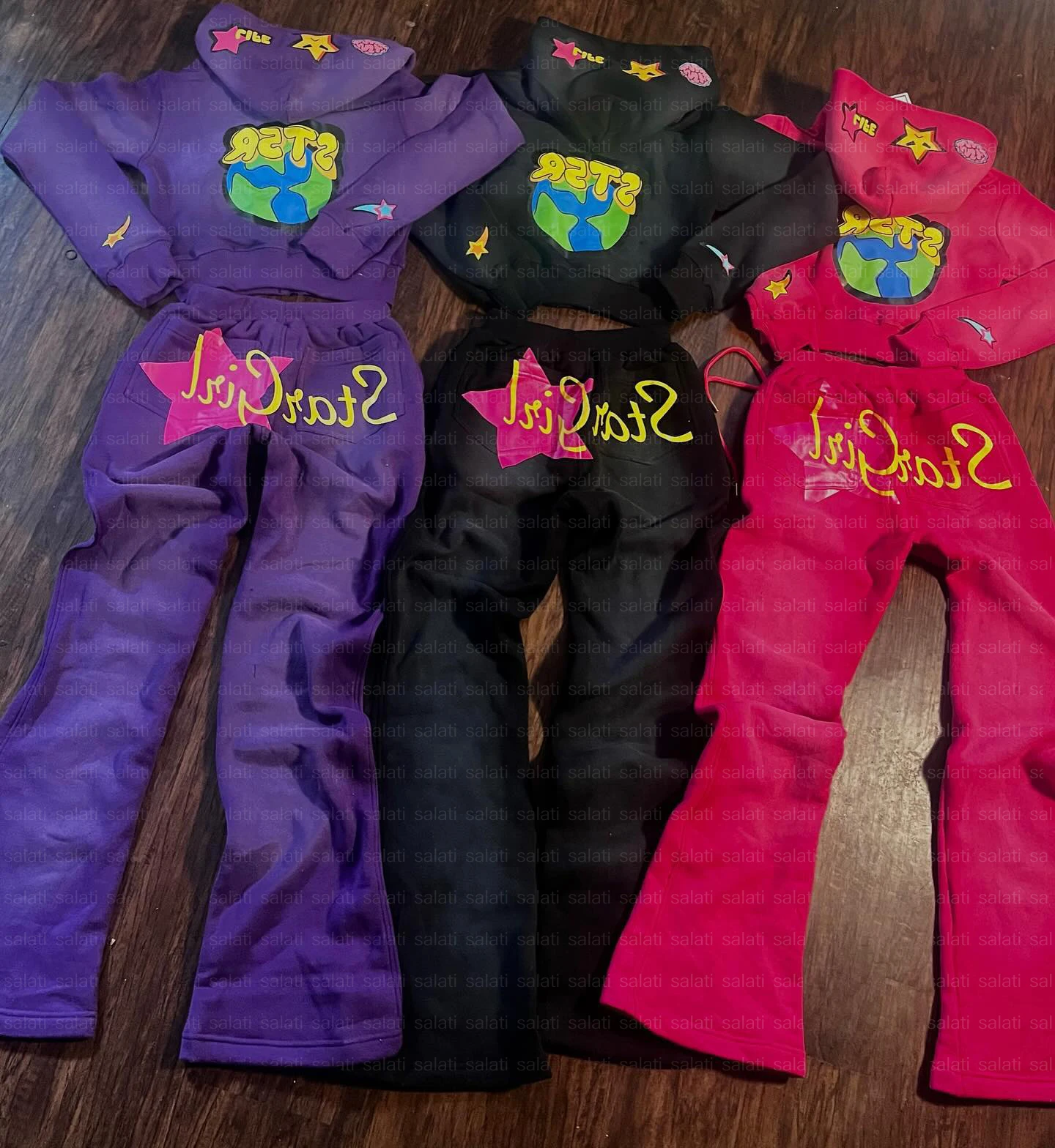 Tracksuits Manufacturer Oversized Zipper Acid Wash Flared Jogging Sweat Suit Sweatsuit Hoodies and Jogger Sweatpants Sets Women gallery 2