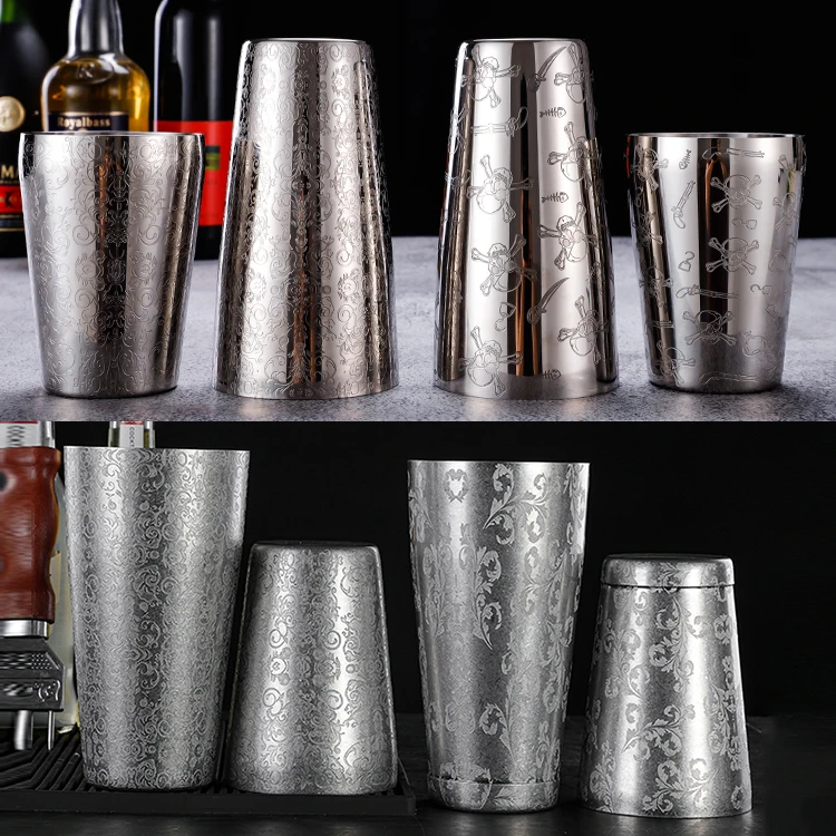 Engraved Cocktail Boston Shakers Set Customized Stainless Steel Bar Tools Bartender Cocktail Maker Drink Mixer Cocktail Shaker