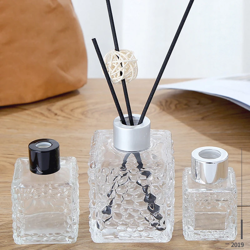 Luxe Transparante Vierkante Lege Graveer Glazen Reed Diffuser Fles