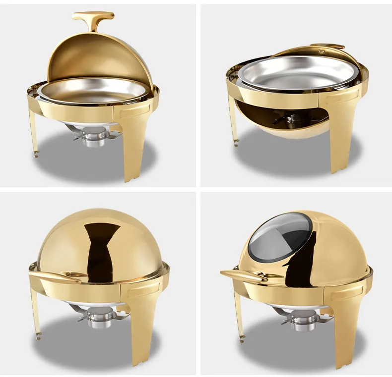 Gold Chaffing Dish Stainless Steel Visual Oval Chafing Dish For Hotel