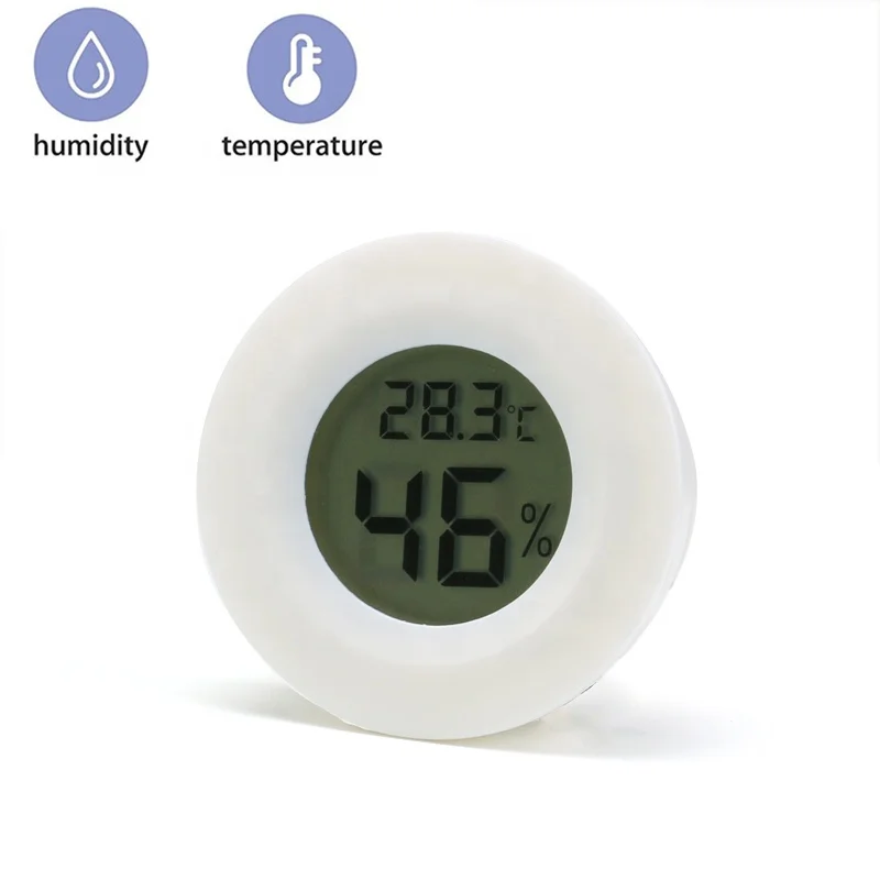 1pc Embedded Round Electronic Digital Thermometer & Hygrometer For Reptile  Pet Acrylic Case