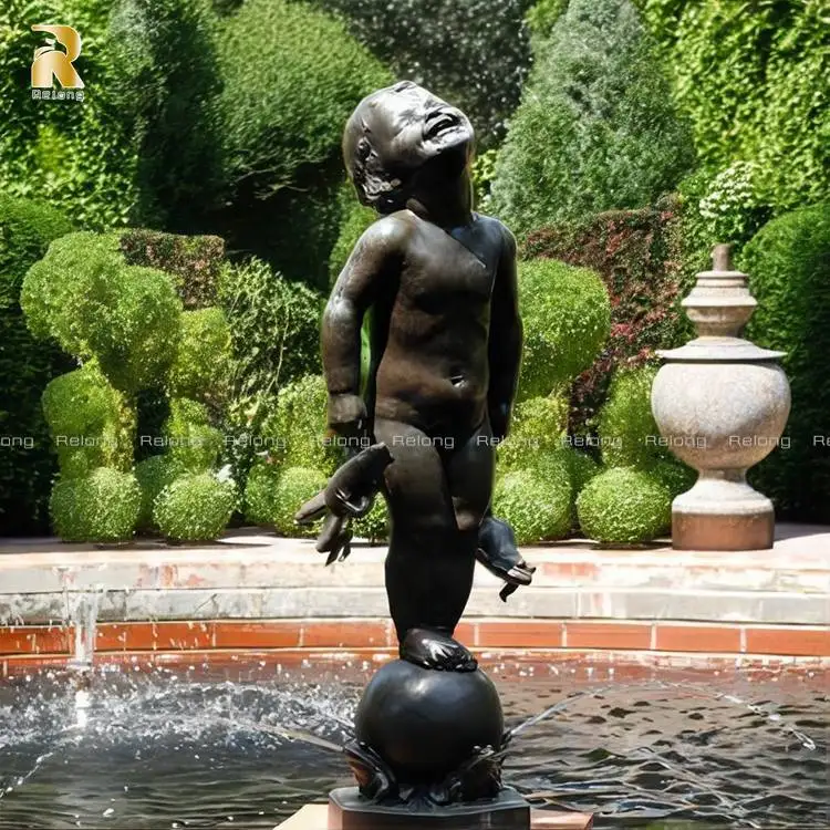 High Quality Customized Bronze Boy and Frog Water Fountain for Sale