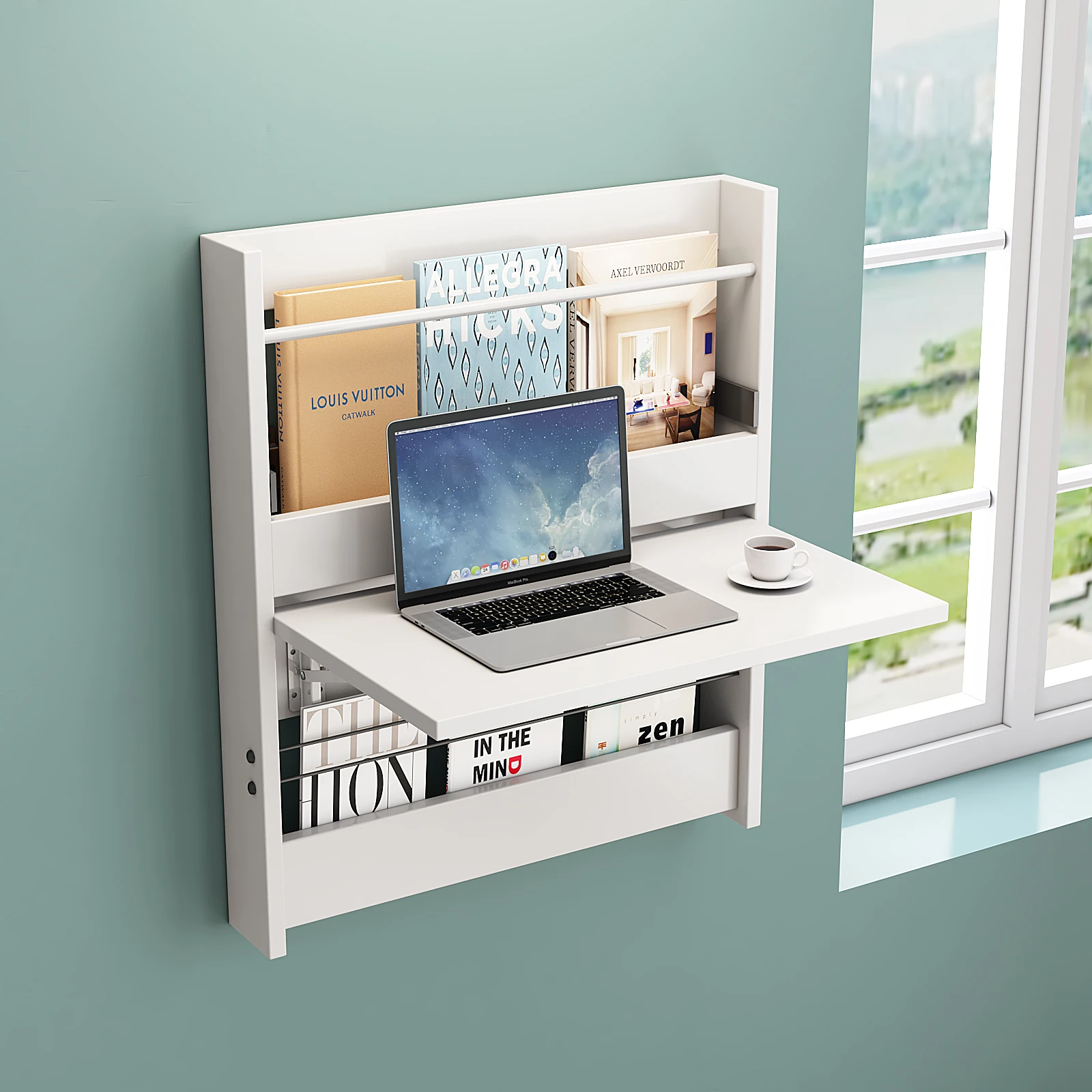 YQ JENMW Foldable Wall Connected Dining Table, Wall Office Desk, Kitchen  Storage Table, image size:1600x1600