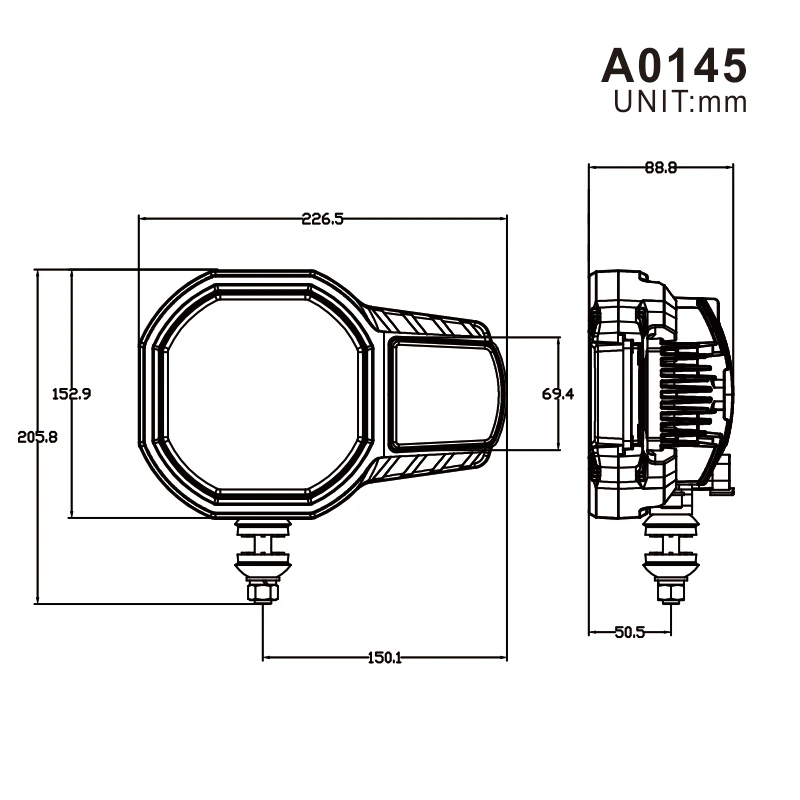 60W Dual-Color White Amber LED Combination Headlight Multifunction High Low Beam for Snowplow Agriculture Car Light Accessory