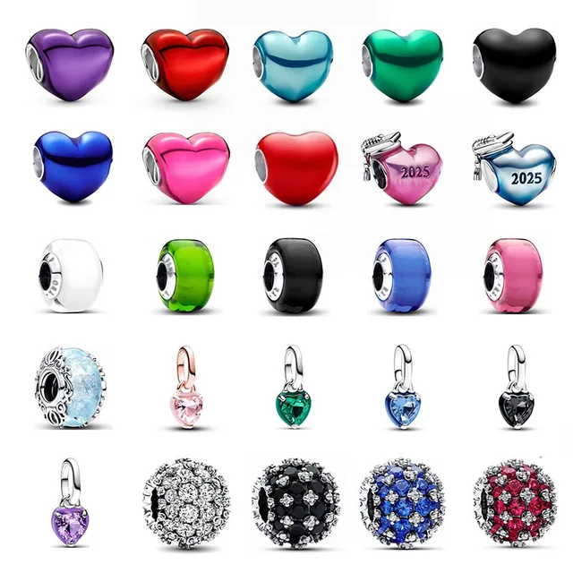 Panjiadora 925 Cupronickel Silver Plated DIY Metal Beads New Love Joker Ring String with Drop Glue Hanging Glass Beads