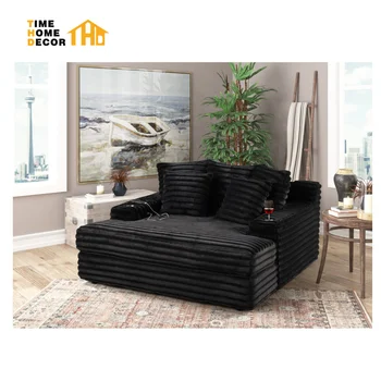 Loveseat Living Room Super Soft  and Thick Striped Corduroy  Chaise Lounge Water proof  Modular Sectional Sofa Couch Set