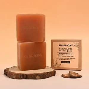 Private Label Organic Natural Sandalwood & Coconut Body Bath Soap Bar Tan Remove Shower Soap