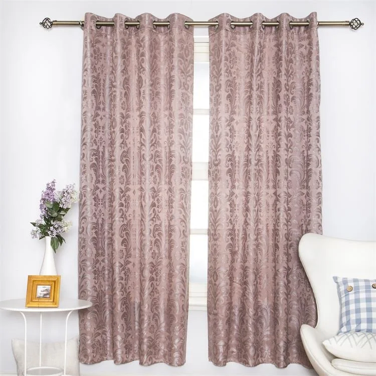Wholesale living room floral jacquard ring top window curtains