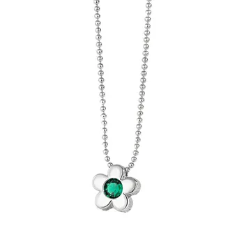 S925 Sterling Silver Cute Simple Diamond Flower Pendant Necklace for Females