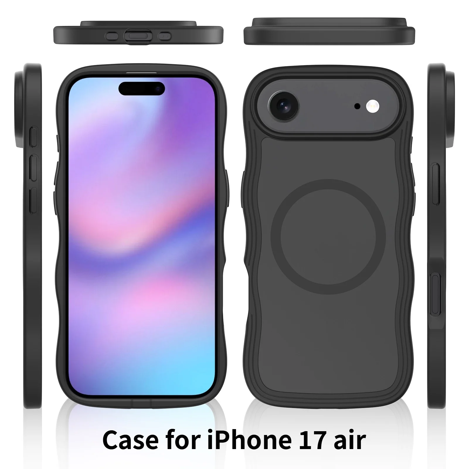 product customize anti yellowing smooth wave design protection cover skin friendly frosted magnetic mobile phone case for iphone 17 air-4