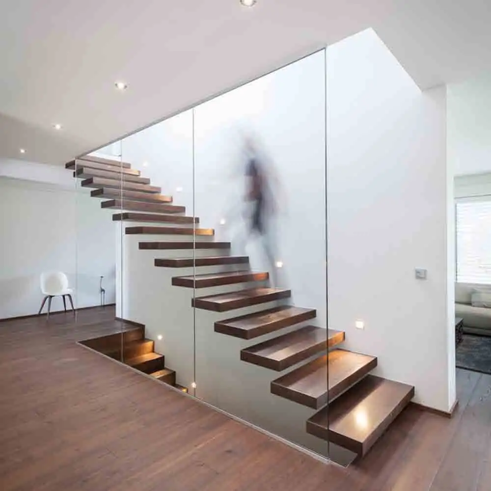 ACE Float Stairs Wooden Step Hidden Stringer Floating Modern Staircase for Indoor