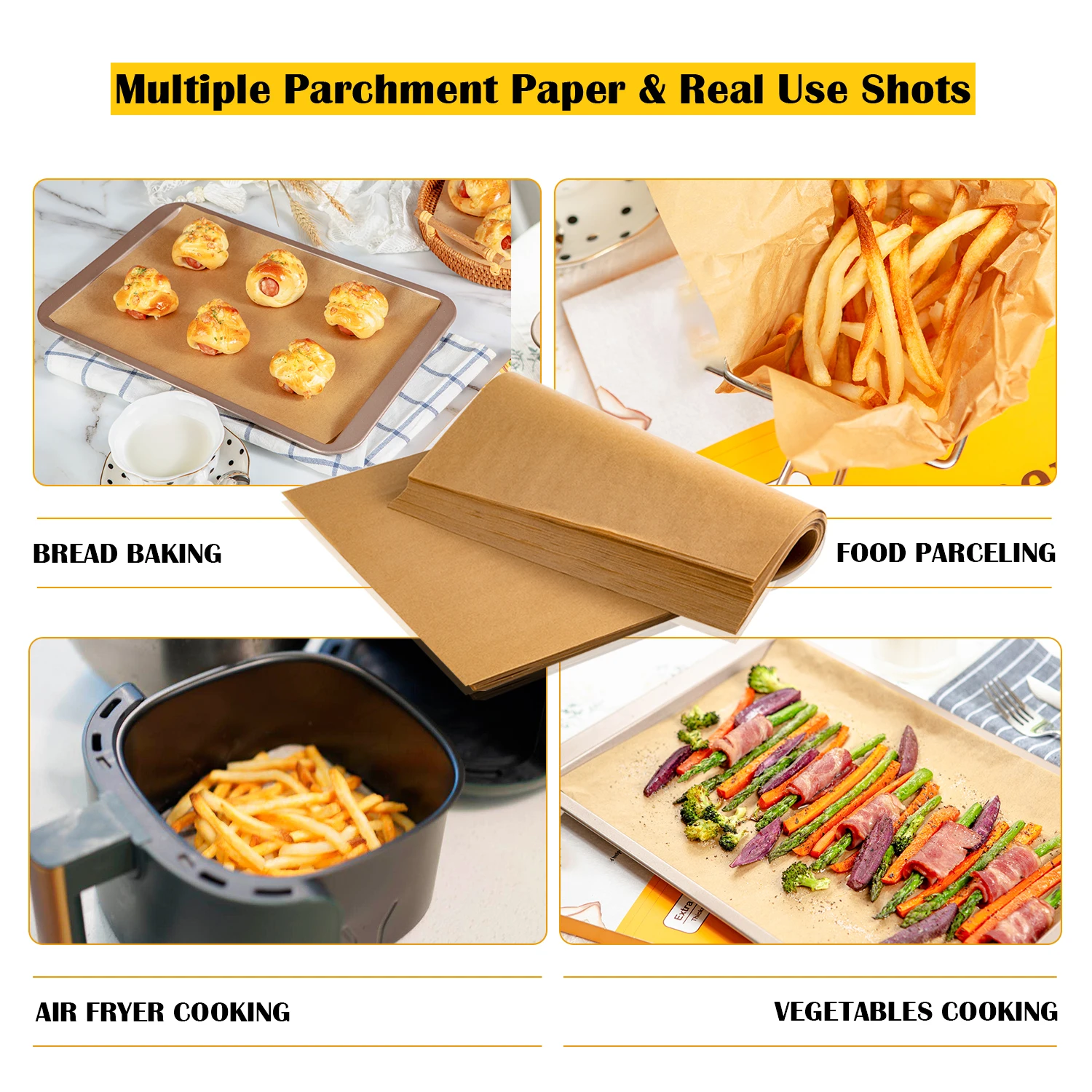 12X16 Inch Parchment Paper Sheets Pre Cut Unbleached Baking Paper Heavy  Duty &