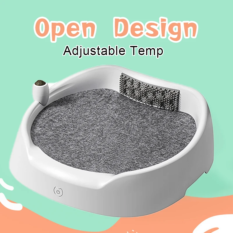 Weighing Sensor WiFi APP Control Warm Cool Temperature Adjustable Smart Pet Bed with Self Groomer Catnip Holder