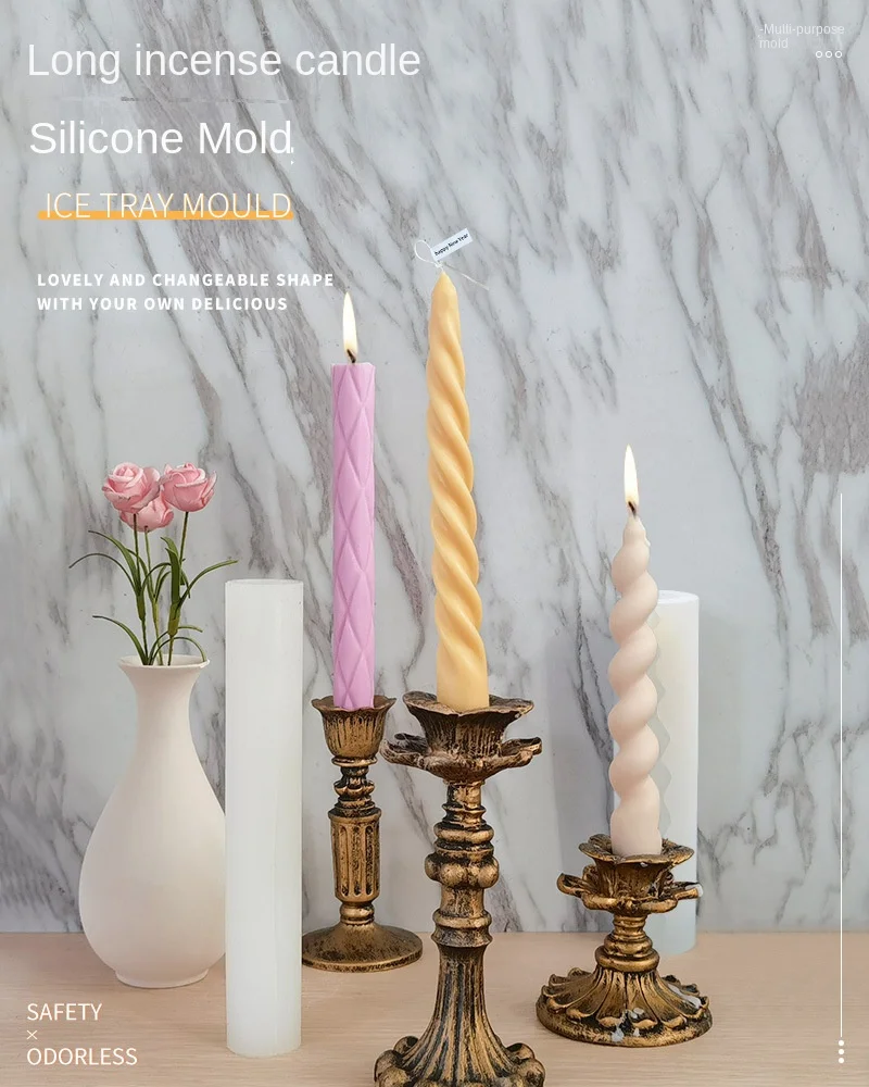 Spiral Long Candle Silicone Mold DIY Wedding Handmade Gypsum Expanded ...