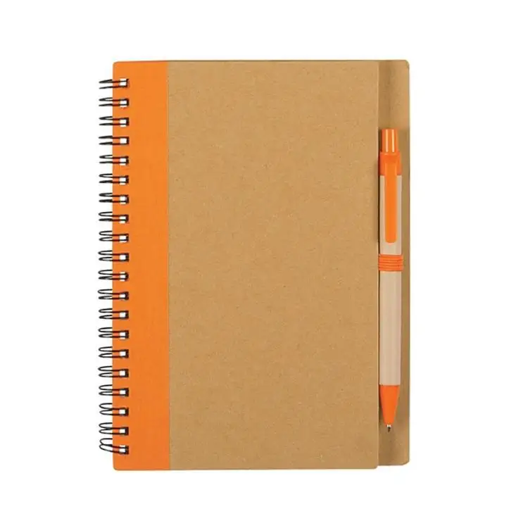 Eco Spiral Notebook With Pen Kraft Paper Spiral Notebook With Pen