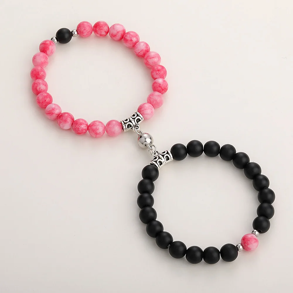 2 Bracciali Amicizia A Farfalla In Pietra Naturale – Regolabili, Per Coppie E BFF, Colori Blu E Rosa