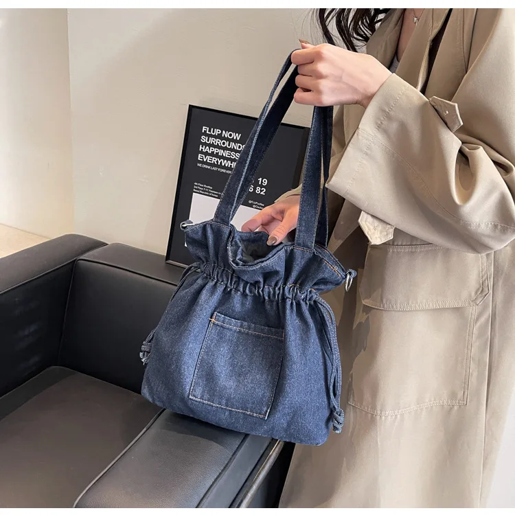 Customized Denim Fabric Fashion Totes Bag Designer Ladies Handbag
