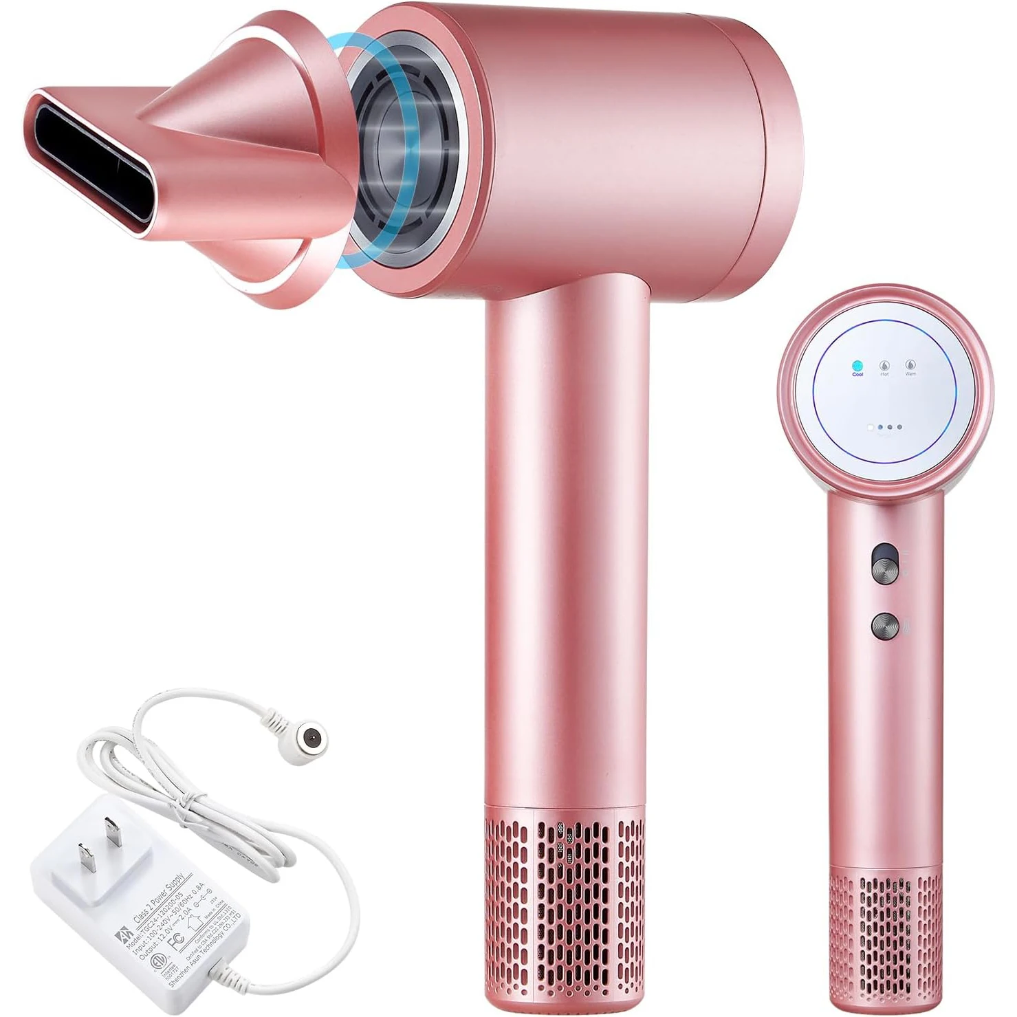 Cordless Ionic Digital Screen 4 Mode Charging Blow Dryer Magnetic Nozzle Travel Hair Dryer