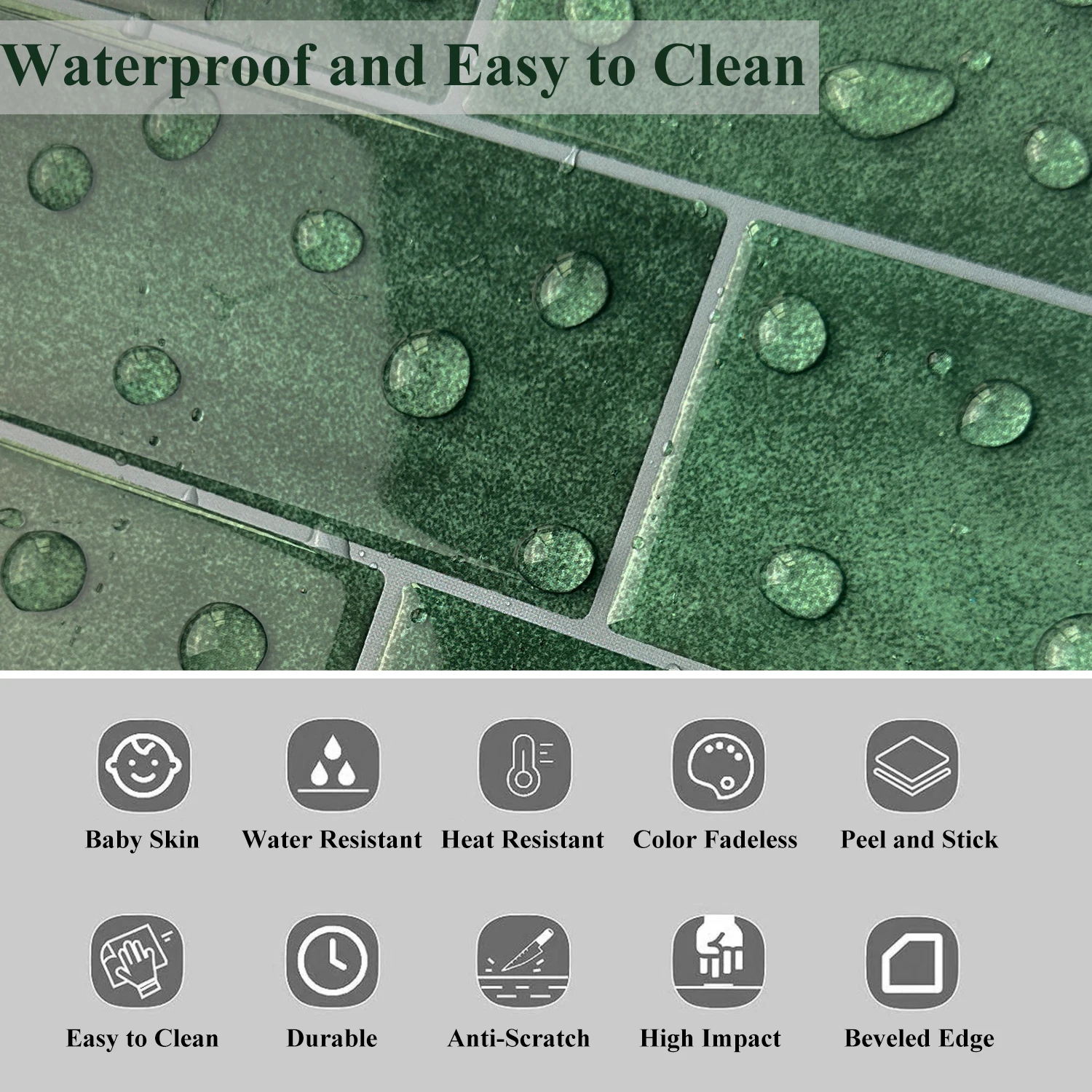 Factory Outlet Metro Self Adhesive 3D Effect Home Decor Peel and Stick Backsplash Green Marble 3D Wall Tiles Stick on Tiles