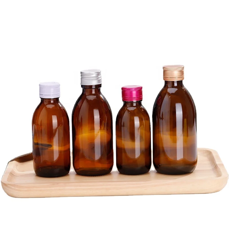 Customized logo  50ml Amber brown glass bottle syrup bottle medicine use