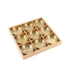 Gold - -- 9 pcs round set with wooden tray