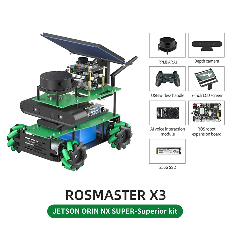 ROSMASTER X3 Robot with Mecanum Wheel Laser Based on Python and ROS2 for Jetson NANO 4GB SUB Orin Nano Orin NX SUPER RPi 5