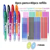 8 pens 40 refills-rose ink+2 erasers, blue-and-white porcelain,
