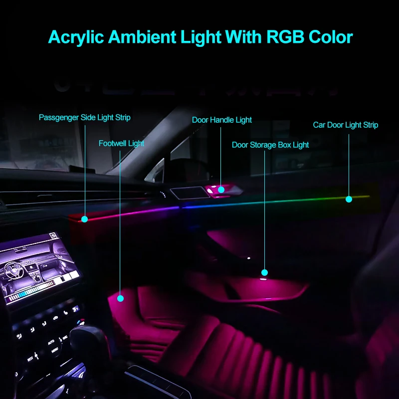 Universal 12v Leds Bluetooth Music Ambient Lighting Car Lights Interior