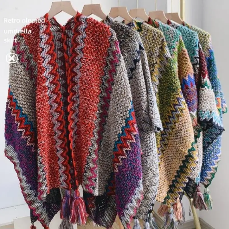 2022 winter fashion women ethnic scarf shawls with tassels warm scarves shawls