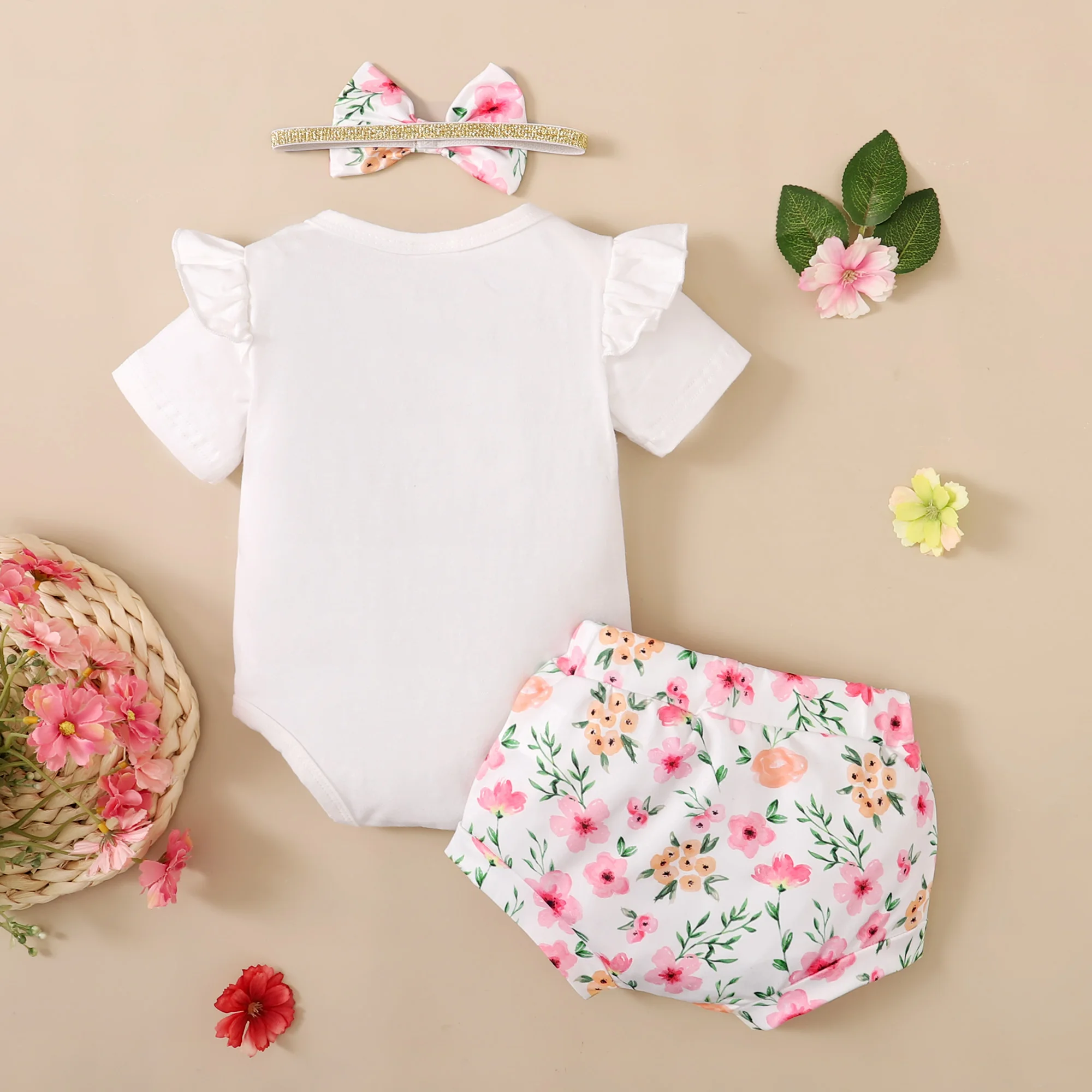 Newborn Girl Clothes Baby Girl Outfits 03 Months Romper Shorts Set