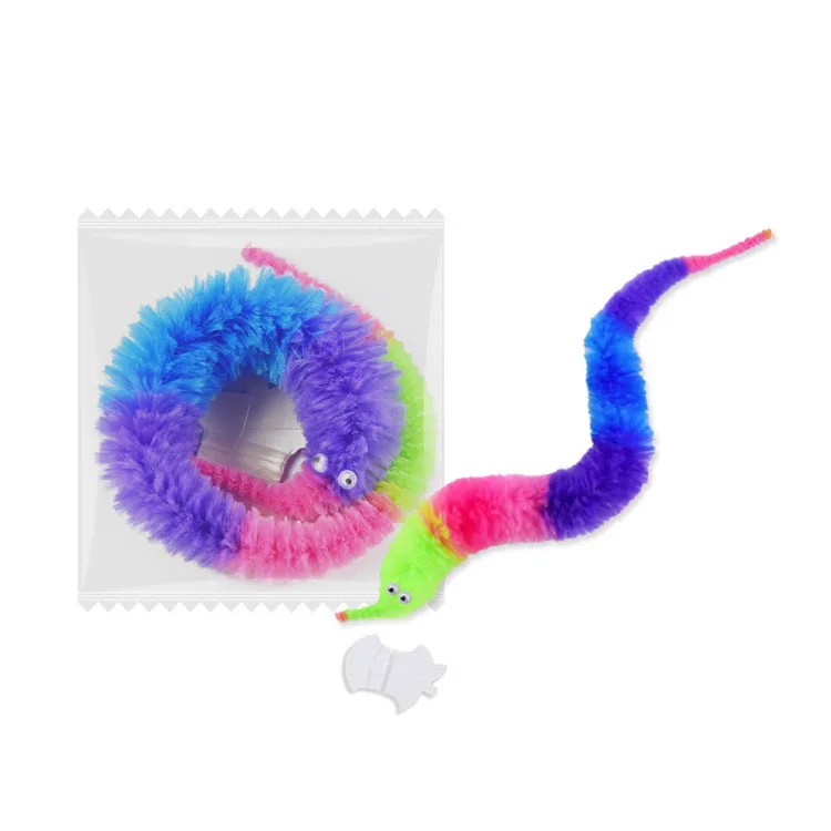 Classic Rainbow Color Magic Worm 23 Cm Fuzzy Twisty Worm Magic Trick
